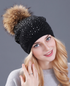 Rhinestones Rabbit fur knitted hat