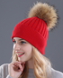Rhinestone Natural Fur Beanie