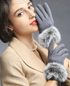 Vouge rabbit fur mittens