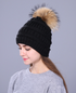 Real fox fur pompom beanie